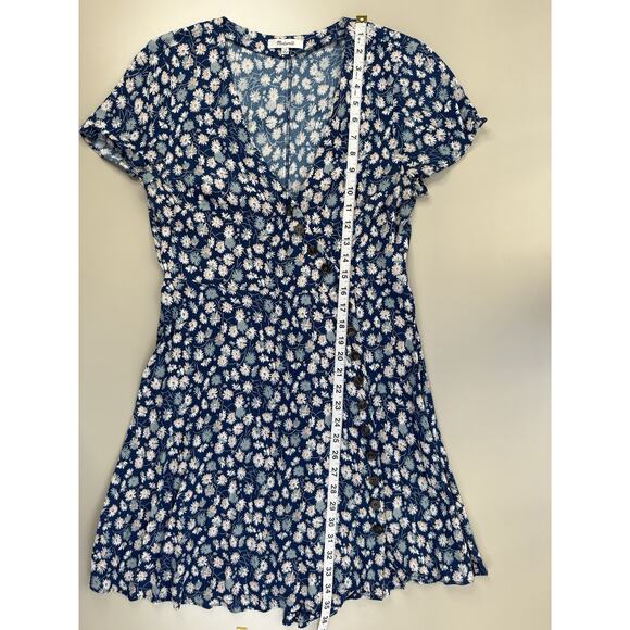 Madewell Floral Button Wrap Mini Dress Womans 10 French Blue Boho Cottagecore‎ - Picture 9 of 15